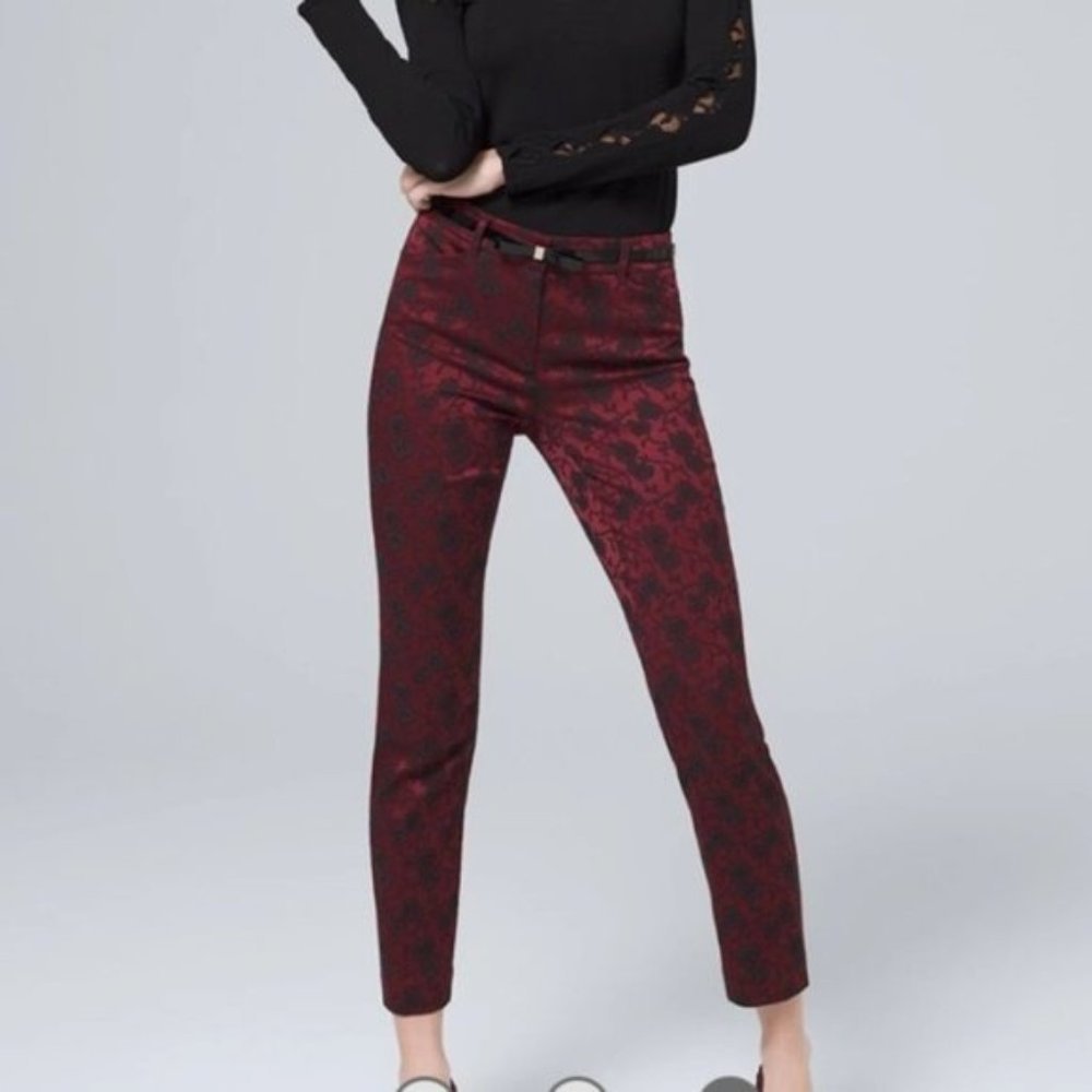 NWOT White House Black Market Jacquard Slim Ankle Pants - Picture 2 of 3